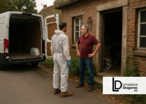 Empresa de limpieza a fondo de pisos alquilados llenos de basura