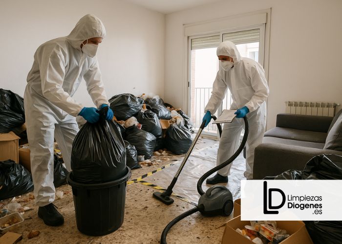 Limpieza de pisos con basura