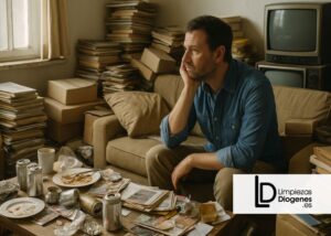 limpieza de piso alquilado con basura